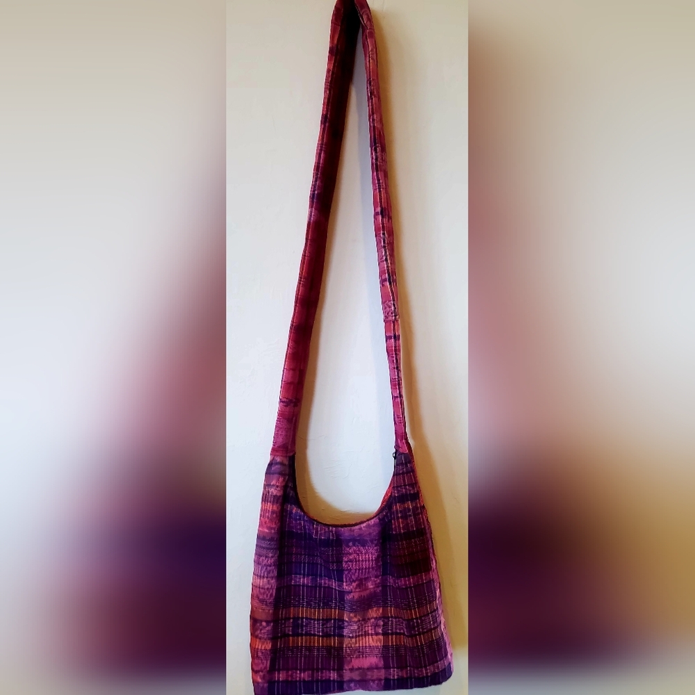 Crossbody Cotton Blend Multicolor Embroidered Hobo Bag Inner & Outer Pockets - Picture 3 of 8